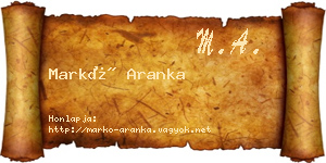 Markó Aranka névjegykártya